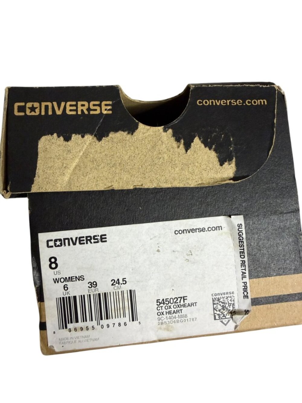 Converse All Star Ox Heart Sneakers Shoes Flats Womens Distressed Red 8 - Picture 10 of 10